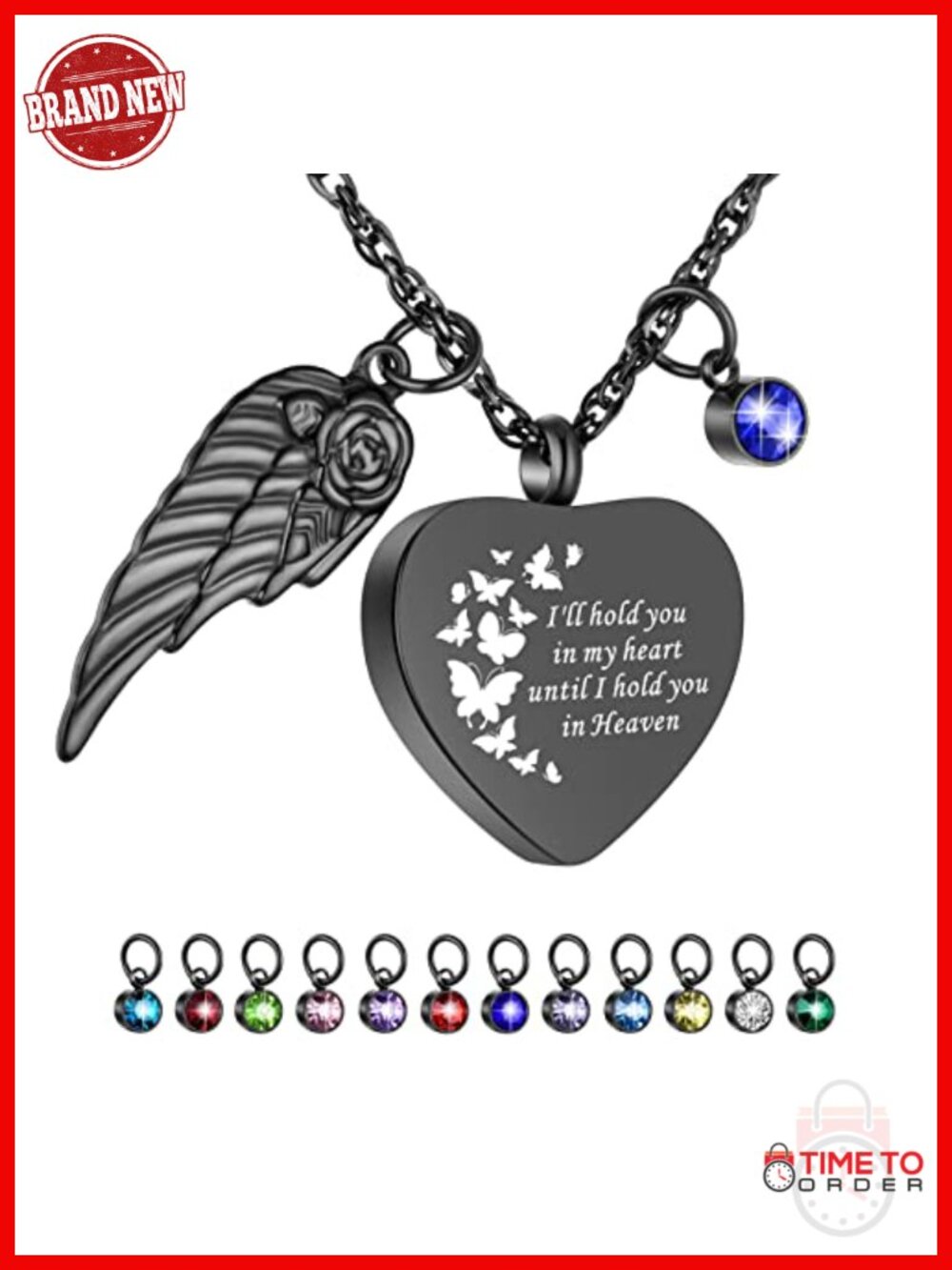 Heart Cremation Urn Necklace With Birthstones Memorial Ash Necklace